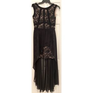 Morgan & Co High Low Black and Tan Dress